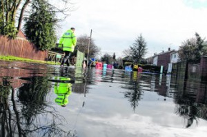 Flood waters in residential Berkshire